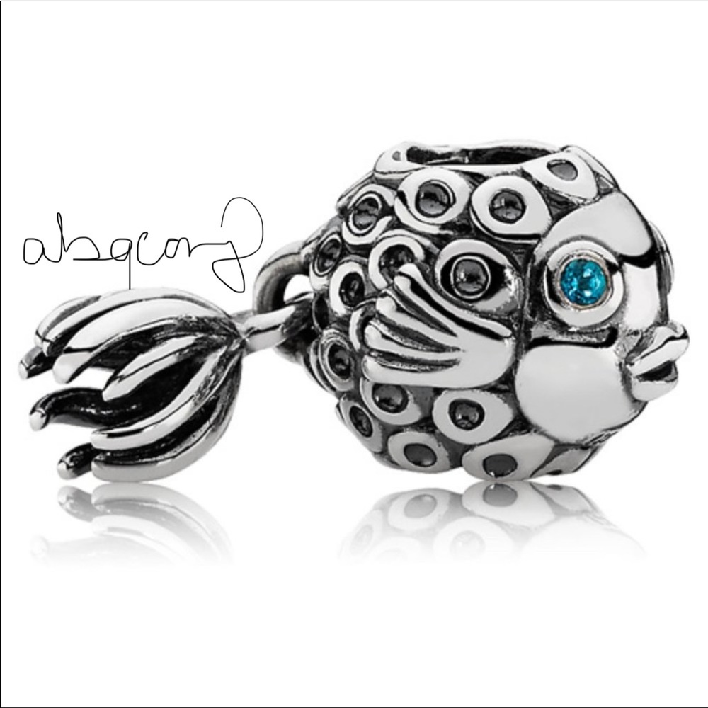 EUC Pandora 791108TPP Sterling Silver Splish-Splash Fish Bead w/ Blue Topaz